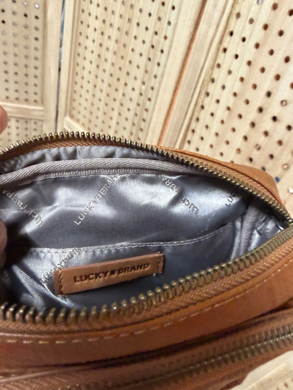 Lucky Brand Yucca Leather Crossbody Bag Walnut Brown Fanny Pack Belt Bag - Picture 12 of 15